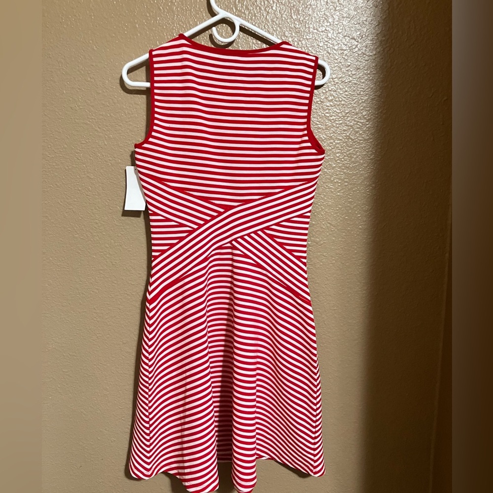 Red and White Casual Fit and Flare Mini Dress - Picture 2 of 4